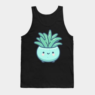 Cute Kawaii Cactus Succulent in a Pot | Kawaii Illustration | Kawaii Style Cute House Plant Tank Top